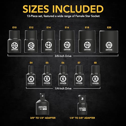 13-Piece Female Star Socket E4 - E20 Set