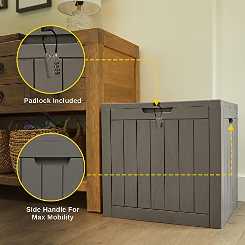 EAST OAK Outdoor Storage Box, 31 Gallon Deck Box Indoor and Outdoor Use, Waterproof Resin Storage Bin for Package Delivery, Patio Cushions, Gardening Tools, Outdoor Toys, Lockable, UV Resistant, Grey