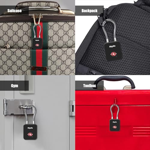 Luggage Locks with Key, [Newest Version] [2 Pack] Diyife TSA Approved Luggage Locks, Suitcase Locks, Small TSA Travel Lock with Zinc Alloy Steel Cable Ideal for Backpacks, Bags, Toolbox, Case (Black)