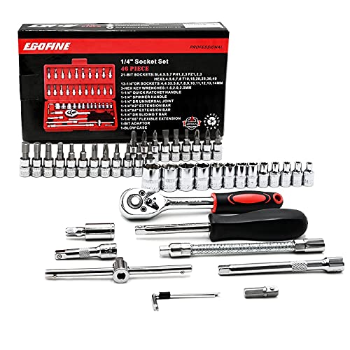 Egofine 46 Piece Socket Ratchet Set with Case