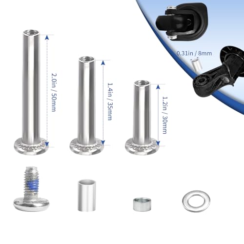 Luggage Wheels Replacement Set 4PC Diameter 2in/50mm0.55in/14mm Thick PU Wheels with Ball Bearing 3 Size Axles Full Set Repair Tool for Spinner Suitcase Trolley Bag Draw-bar Travel Box
