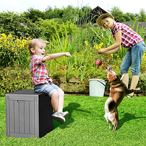 YITAHOME 30 Gallon Deck Box Outdoor Storage Box, Waterproof Resin Package Delivery and Storage Box with Lockable Lid for Patio Furniture Cushions, Pool Accessories, Garden Tools, Black