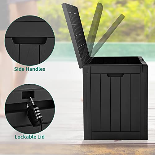 YITAHOME 30 Gallon Deck Box Outdoor Storage Box, Waterproof Resin Package Delivery and Storage Box with Lockable Lid for Patio Furniture Cushions, Pool Accessories, Garden Tools, Black