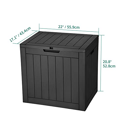 YITAHOME 30 Gallon Deck Box Outdoor Storage Box, Waterproof Resin Package Delivery and Storage Box with Lockable Lid for Patio Furniture Cushions, Pool Accessories, Garden Tools, Black