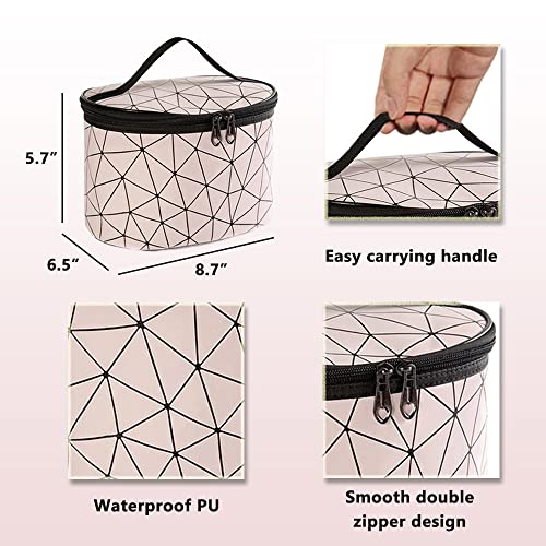 Bemaxy Portable Wig Storage Box - Hair Extension Accessories Carrying Travel Case Makeup Tool Organizer to Store Hairpieces, Decorations, PINK