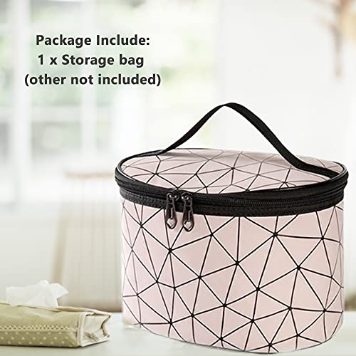 Bemaxy Portable Wig Storage Box - Hair Extension Accessories Carrying Travel Case Makeup Tool Organizer to Store Hairpieces, Decorations, PINK