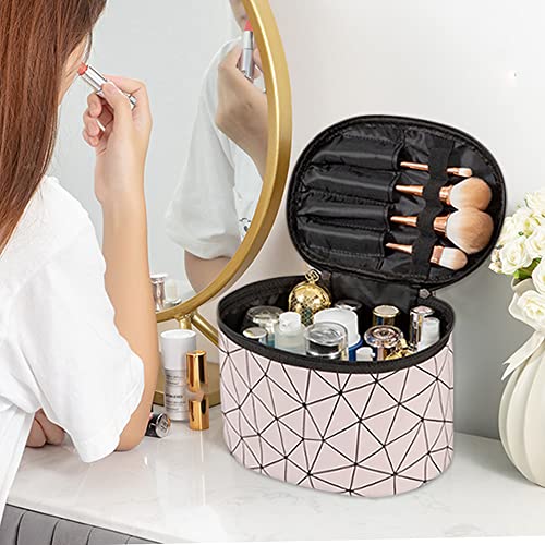 Bemaxy Portable Wig Storage Box - Hair Extension Accessories Carrying Travel Case Makeup Tool Organizer to Store Hairpieces, Decorations, PINK