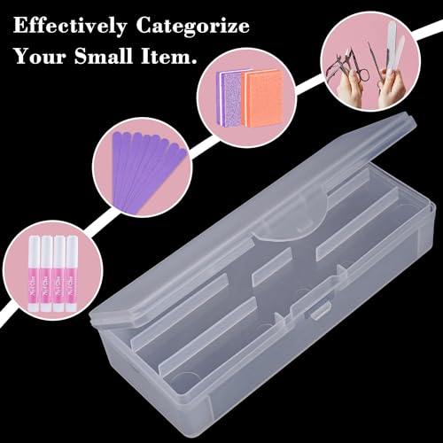 Lokyango 4 Pieces Double-Layer Plastic Storage Personal Box for Nail, Nail Implement Storage Box Organizer Case Manicure Tool Box for Nail Pedicure Supply Tools (B-clear)