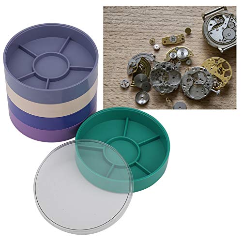 Jadpes Watch Parts Storage Box,5 Layer Watch Repair Tool/Watch Parts Storage Box Color Parts Box Storage Box Watch Tools for Screw Component Movement Hardware Parts(Round)