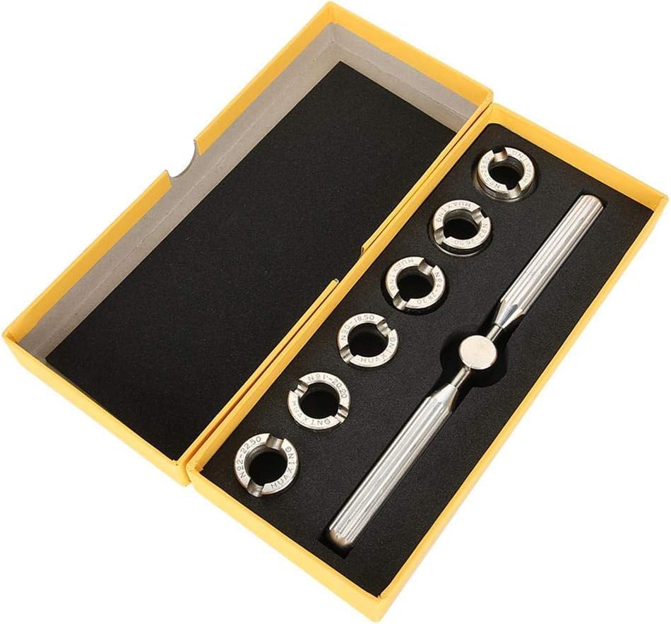 Haosie Watch Back Case Opener, 5537 Back Remover Tool, Watch Case Opener with Storage Box, 7 Pcs Watch Repair Tool, Wrench Dies Set Measure The Size Before Ordering
