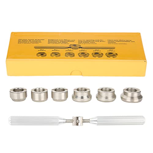 Haosie Watch Back Case Opener, 5537 Back Remover Tool, Watch Case Opener with Storage Box, 7 Pcs Watch Repair Tool, Wrench Dies Set Measure The Size Before Ordering