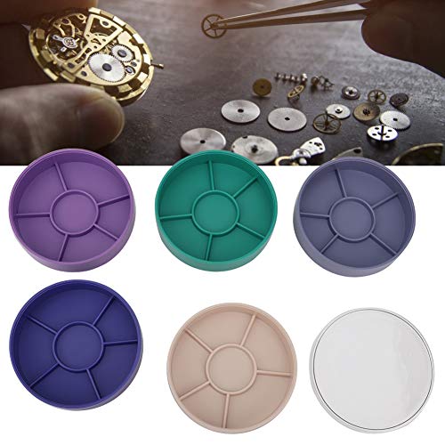 Ichiias Watch Parts Box Container, Watch Movement Holder Dust Cover 5 Layer Watch Tools Storage for Screw Component Movement Hardware Parts Watchmaker Repair Tool(Round)