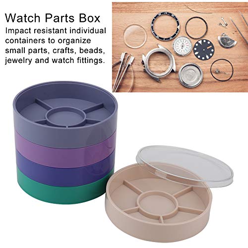 Ichiias Watch Parts Box Container, Watch Movement Holder Dust Cover 5 Layer Watch Tools Storage for Screw Component Movement Hardware Parts Watchmaker Repair Tool(Round)