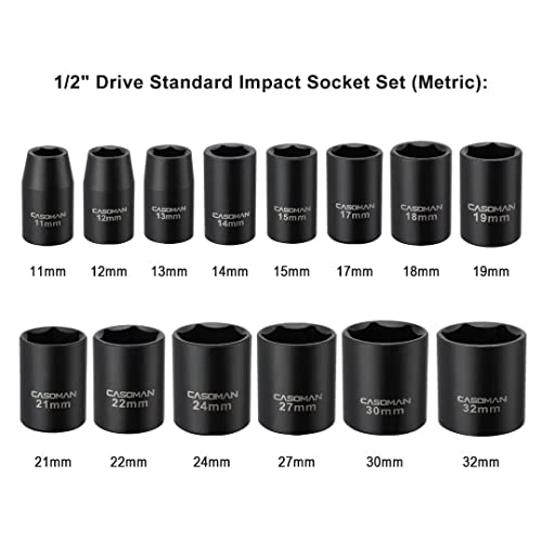 14-Piece Metric Socket Set for 1/2" Drive