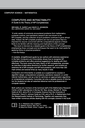 Computers and Intractability: A Guide to the Theory of NP-Completeness (Series of Books in the Mathematical Sciences)
