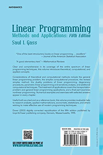 Linear Programming: Methods and Applications: Fifth Edition (Dover Books on Computer Science)