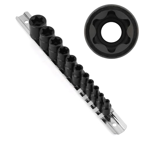 CASOMAN 11PCS Female Torx Socket Set, E4 - E20