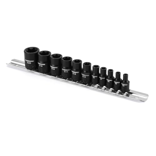 CASOMAN 11PCS Female Torx Socket Set, E4 - E20