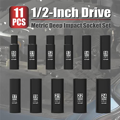 EPAuto 1/2" Drive Metric Deep Impact Socket Set