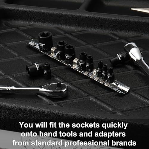 CASOMAN 11PCS Female Torx Socket Set, E4 - E20