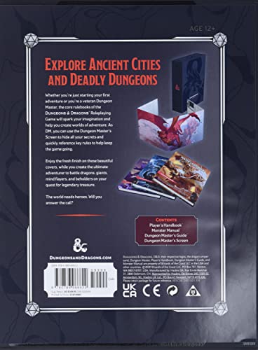 Dungeons & Dragons Core Rulebooks Gift Set (Special Foil Covers Edition with Slipcase, Player's Handbook, Dungeon Master's Guide, Monster Manual, DM Screen)