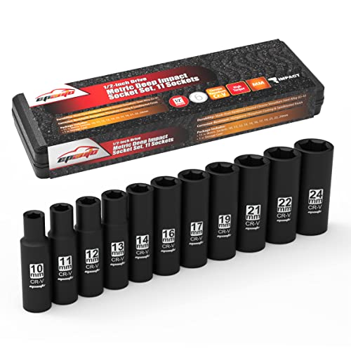 EPAuto 1/2" Drive Metric Deep Impact Socket Set