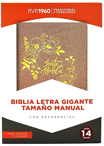 Biblia para Mujeres Reina Valera 1960 Letra Gigante de 14 Puntos Tamano Manual con Cierre y Indice Semil Piel Color Rosa Perla con Dorado Edicion Limitada