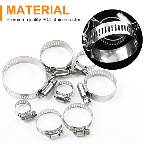304 Stainless Steel Hose Clamp Assortment Kit (78 Pack)