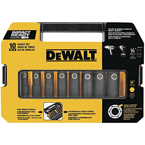 10-Piece DEWALT 1/2-Inch SAE Impact Socket Set