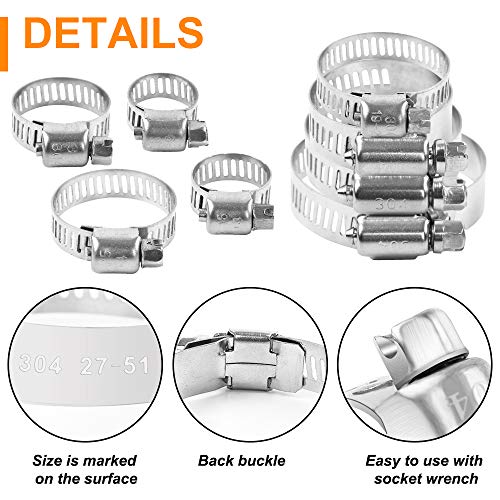 304 Stainless Steel Hose Clamp Assortment Kit (78 Pack)