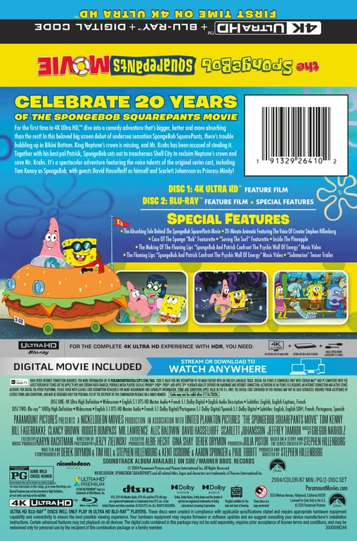 The SpongeBob SquarePants Movie [4K UHD Steelbook+ Blu-Ray + Digital Copy]