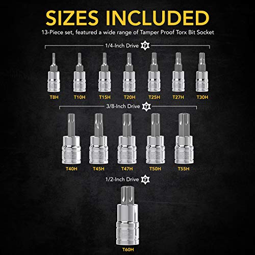 LEXIVON Tamper Proof Torx Bit Socket Set | 13-Piece
