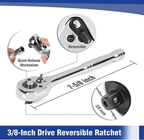 WORKPRO 39-Piece Drive Socket Set 1/4''3/8'' Compact