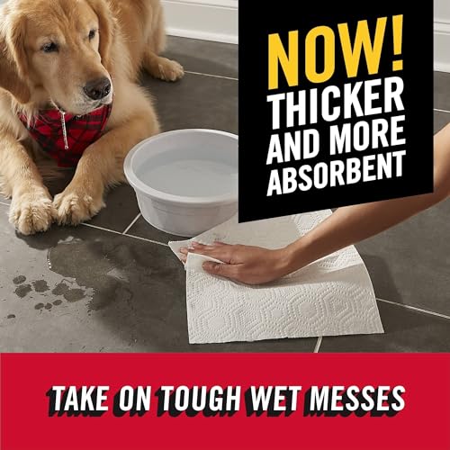 Brawny Tear-A-Square Paper Towels, 12 Family Rolls = 30 Regular Rolls, 3 Sheet Sizes (Quarter, Half, Full), Strength for All Messes, Cleanups, and Meal Prep