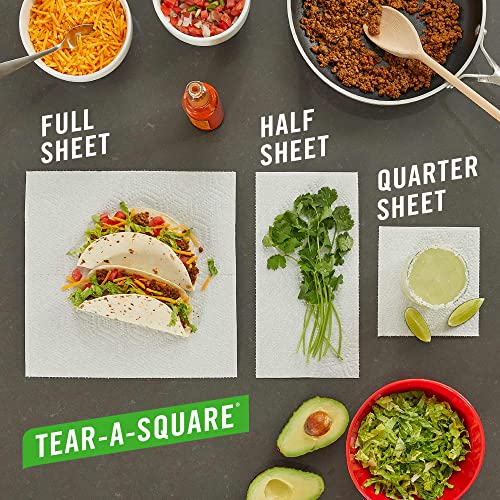 Brawny Tear-A-Square Paper Towels, 12 Family Rolls = 30 Regular Rolls, 3 Sheet Sizes (Quarter, Half, Full), Strength for All Messes, Cleanups, and Meal Prep