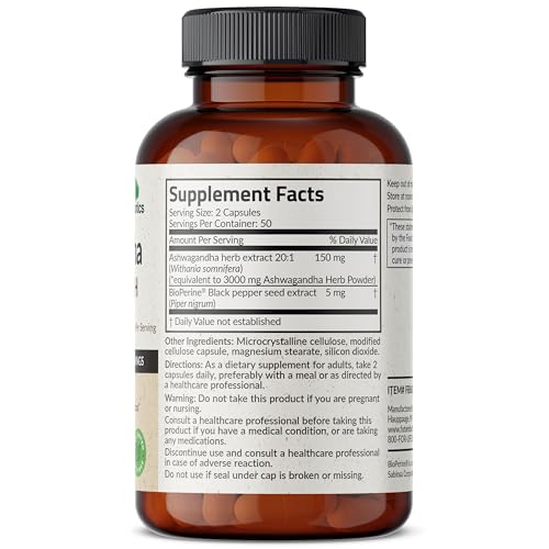 Futurebiotics Ashwagandha Extra Strength Stress & Mood Support with BioPerine - Non GMO Formula, 100 Vegetarian Capsules