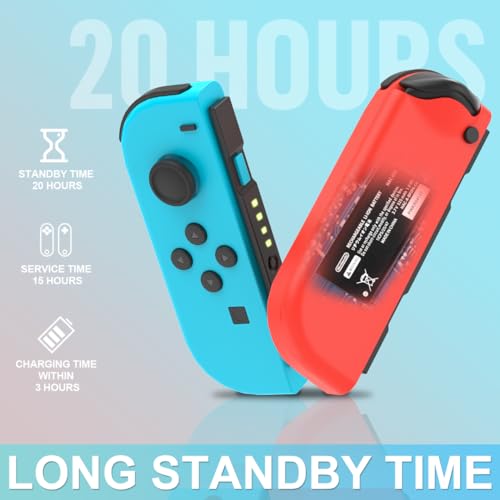 MUCUMO Joypads for Switch Controller,Blue Red Switch Controllers for Switch/Lite/OLED,L/R Switch Joypad Support Dual Vibration/Wake-up Function/Motion Control