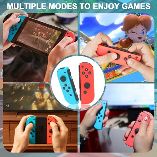 MUCUMO Joypads for Switch Controller,Blue Red Switch Controllers for Switch/Lite/OLED,L/R Switch Joypad Support Dual Vibration/Wake-up Function/Motion Control