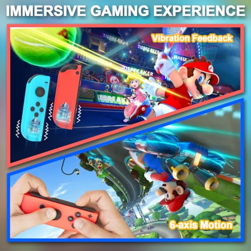 MUCUMO Joypads for Switch Controller,Blue Red Switch Controllers for Switch/Lite/OLED,L/R Switch Joypad Support Dual Vibration/Wake-up Function/Motion Control