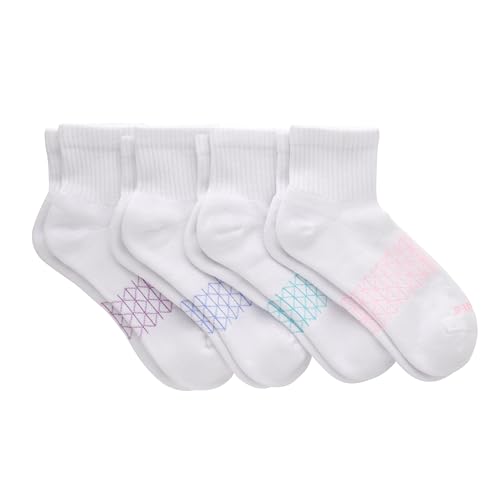 Hanes Cushioned, Absolute Active Ankle Socks for Women, Seamless Toe, 4-PRS, White, 5-9