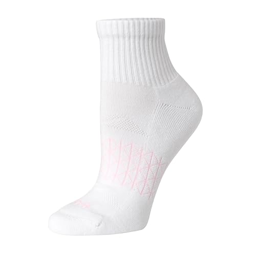 Hanes Cushioned, Absolute Active Ankle Socks for Women, Seamless Toe, 4-PRS, White, 5-9