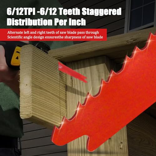 25 Pack 6/12tpi 9 Inch Saw Blade Wood with Nails Cutting,Bi-Metal Reciprocating Saw Blades for Nail-Embedded Wood, Organizer Case Included