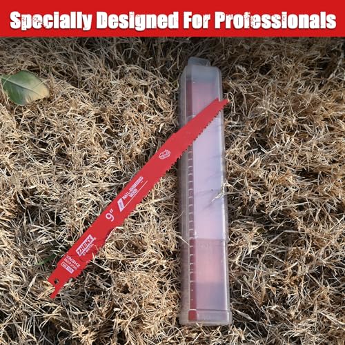 25 Pack 6/12tpi 9 Inch Saw Blade Wood with Nails Cutting,Bi-Metal Reciprocating Saw Blades for Nail-Embedded Wood, Organizer Case Included