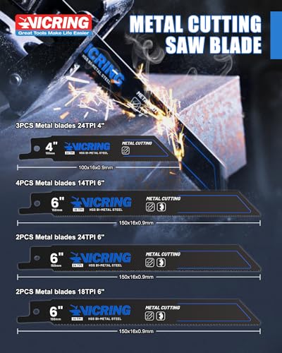 34PCS Reciprocating Saw Blade Set Sawzall Blades for Metal Wood Cutting Pruning with Organizer Pouch Saw Blades