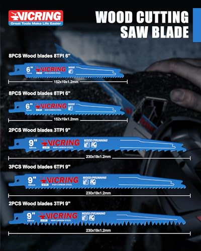 34PCS Reciprocating Saw Blade Set Sawzall Blades for Metal Wood Cutting Pruning with Organizer Pouch Saw Blades