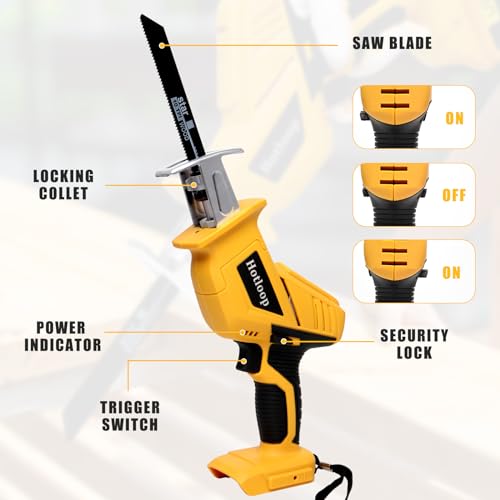 Reciprocating Saw Compatible with DeWalt 20V MAX Battery, Cordless Reciprocating Saw, 0-3000SPM Variable Speed, 4 Saw Blades for Metal and Wood Cutting (Battery Not Included)