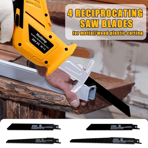 Reciprocating Saw Compatible with DeWalt 20V MAX Battery, Cordless Reciprocating Saw, 0-3000SPM Variable Speed, 4 Saw Blades for Metal and Wood Cutting (Battery Not Included)