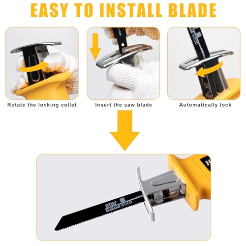Reciprocating Saw Compatible with DeWalt 20V MAX Battery, Cordless Reciprocating Saw, 0-3000SPM Variable Speed, 4 Saw Blades for Metal and Wood Cutting (Battery Not Included)