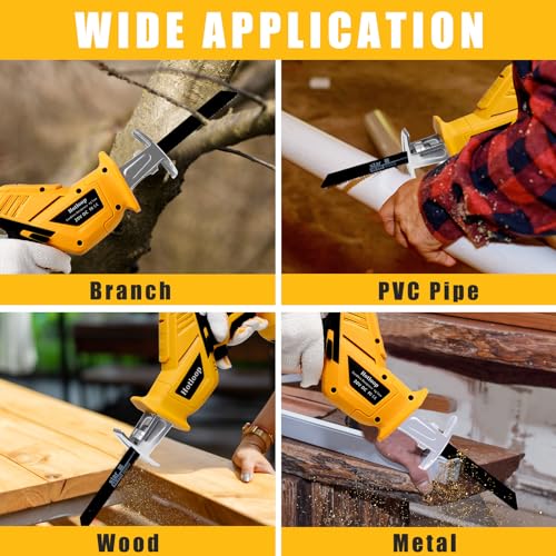 Reciprocating Saw Compatible with DeWalt 20V MAX Battery, Cordless Reciprocating Saw, 0-3000SPM Variable Speed, 4 Saw Blades for Metal and Wood Cutting (Battery Not Included)