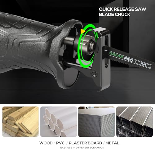 GALAX PRO 120V Reciprocating Saw, 6.0 Amp Variable Speed Corded Reciprocating Saw with1-1/8" Stroke Length, 2800RPM and 6" Max for Wood, Metal, PVC Pipe Cutting